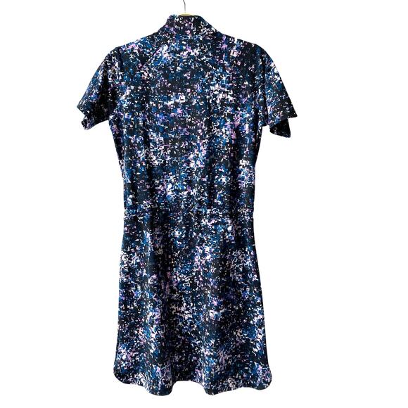 Tail Drawstring Waist Athletic Dress S Blue Black Geo Print 1/4 Zip Activewear - Picture 2 of 11